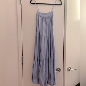 A&F Light Blue Asymmetrical Tiered Maxi Dress in XXS